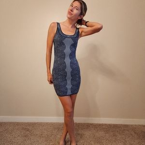 BCBG Caspar Jacquard shadow blue dress